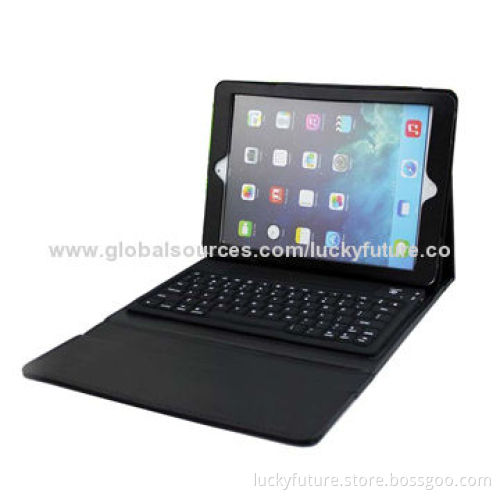 Leather Case with 76-key Foldable Bluetooth v3.0 Keyboard for iPad Air, Black/White/Red/Pink/Blue